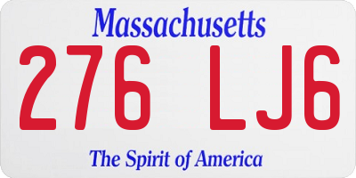 MA license plate 276LJ6
