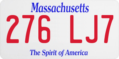 MA license plate 276LJ7