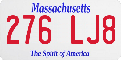 MA license plate 276LJ8