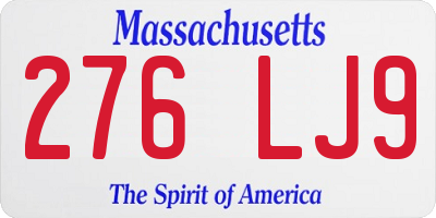 MA license plate 276LJ9