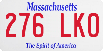 MA license plate 276LK0