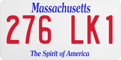 MA license plate 276LK1