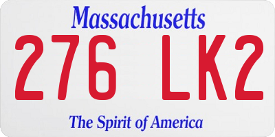 MA license plate 276LK2