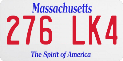 MA license plate 276LK4