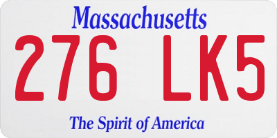 MA license plate 276LK5