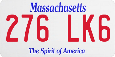 MA license plate 276LK6