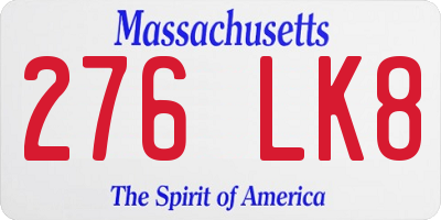 MA license plate 276LK8