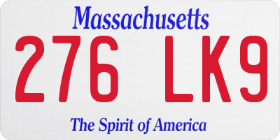 MA license plate 276LK9