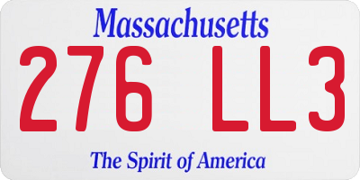 MA license plate 276LL3