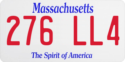 MA license plate 276LL4
