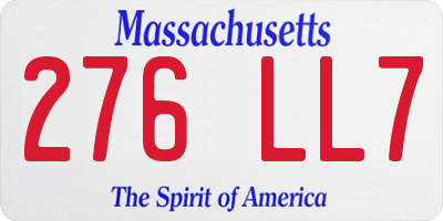 MA license plate 276LL7