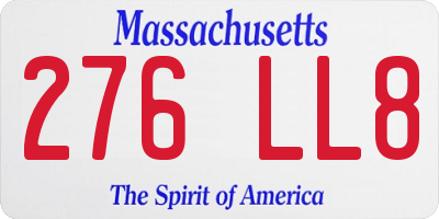 MA license plate 276LL8