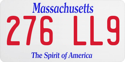 MA license plate 276LL9