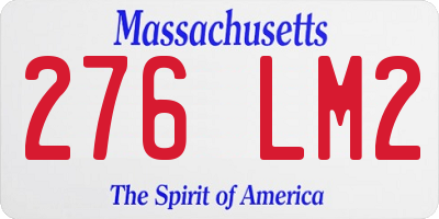 MA license plate 276LM2