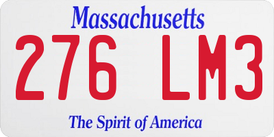 MA license plate 276LM3