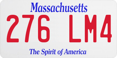 MA license plate 276LM4