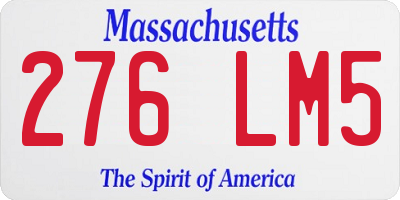 MA license plate 276LM5
