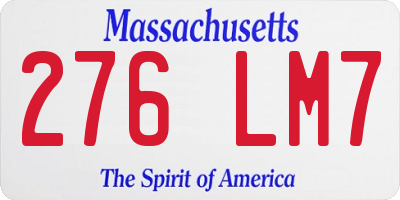MA license plate 276LM7