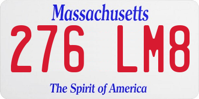 MA license plate 276LM8