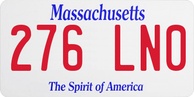 MA license plate 276LN0