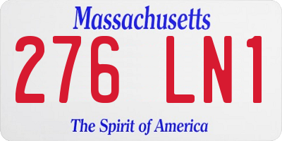 MA license plate 276LN1