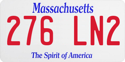 MA license plate 276LN2