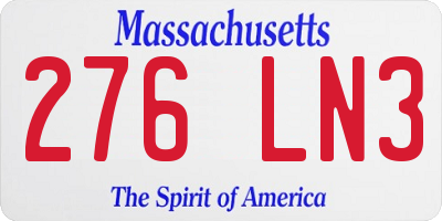 MA license plate 276LN3