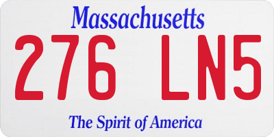 MA license plate 276LN5
