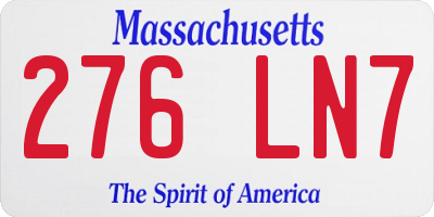 MA license plate 276LN7