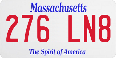 MA license plate 276LN8