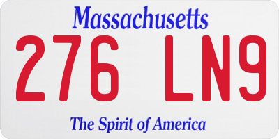 MA license plate 276LN9