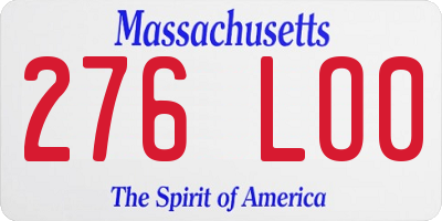 MA license plate 276LO0