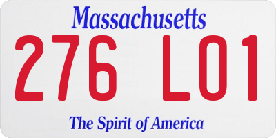 MA license plate 276LO1