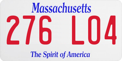 MA license plate 276LO4