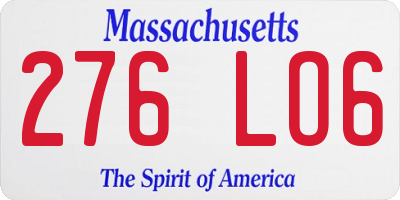MA license plate 276LO6