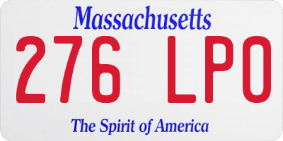 MA license plate 276LP0