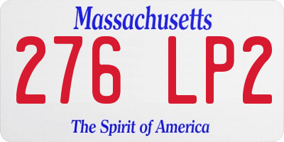 MA license plate 276LP2