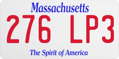 MA license plate 276LP3