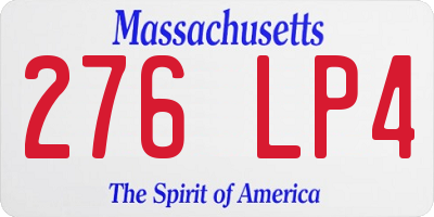 MA license plate 276LP4