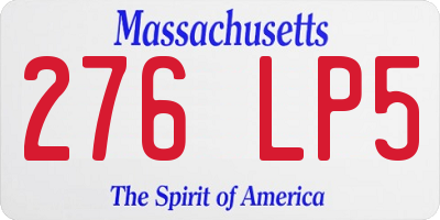 MA license plate 276LP5
