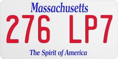 MA license plate 276LP7