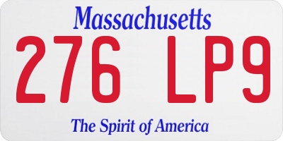 MA license plate 276LP9