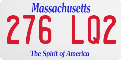 MA license plate 276LQ2