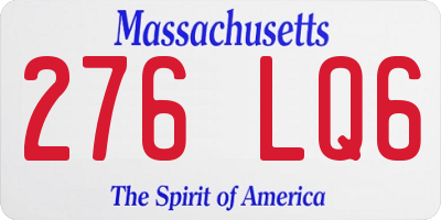 MA license plate 276LQ6