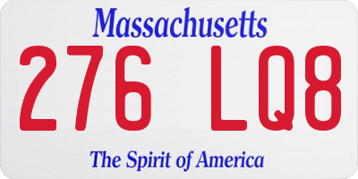 MA license plate 276LQ8