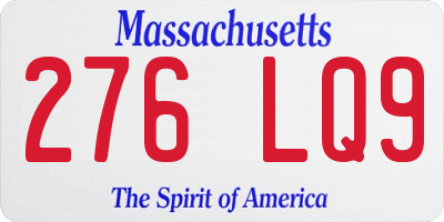 MA license plate 276LQ9