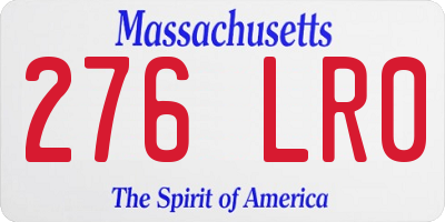MA license plate 276LR0