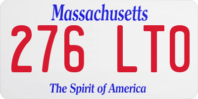 MA license plate 276LT0