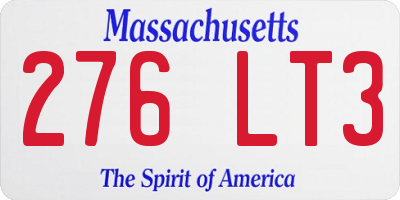 MA license plate 276LT3