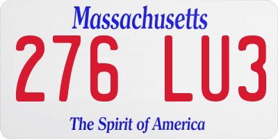 MA license plate 276LU3